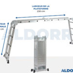 4x4 ALDORR Home - Échelle pliante avec plate-forme - 4,6 Meter (Barre stabilisatrice : 120 cm)