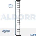 4x4 ALDORR Professional - Échelle pliante avec plate-forme - 4,6 Meter (Barre stabilisatrice : 120 cm)