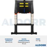 Echelle télescopique 3,20 mètres avec barre stabilisatrice télescopique - ALDORR Professional