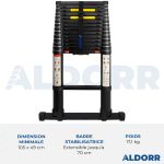 Echelle télescopique 4,80 mètres avec barre stabilisatrice télescopique - ALDORR Professional