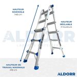 4x3 ALDORR Professional Plus - Échelle telescopique pliable 3,00 m