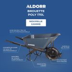 ALDORR Brouette - 170 litres - Polyester - 1 Pneu gonflable