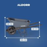 ALDORR Brouette - 170 litres - Polyester - 2 Pneus gonflable