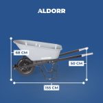 ALDORR Brouette - 170 litres - Acier - 1 Pneu gonflable