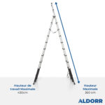 Échelle télescopiques pliantes 3,00 + 3,60 Meter - ALDORR Professional