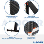 Echelle télescopique 4,40 mètres avec barre stabilisatrice télescopique - ALDORR Professional