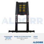Echelle télescopique 3,20 mètres avec barre stabilisatrice télescopique - ALDORR Professional