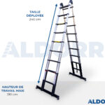 Échelle télescopiques pliantes 2,50 m - ALDORR Professional